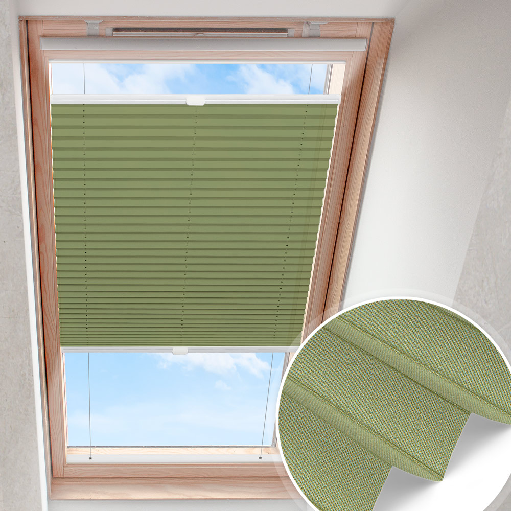 Dachfensterplissee Olivgrün | blickdicht