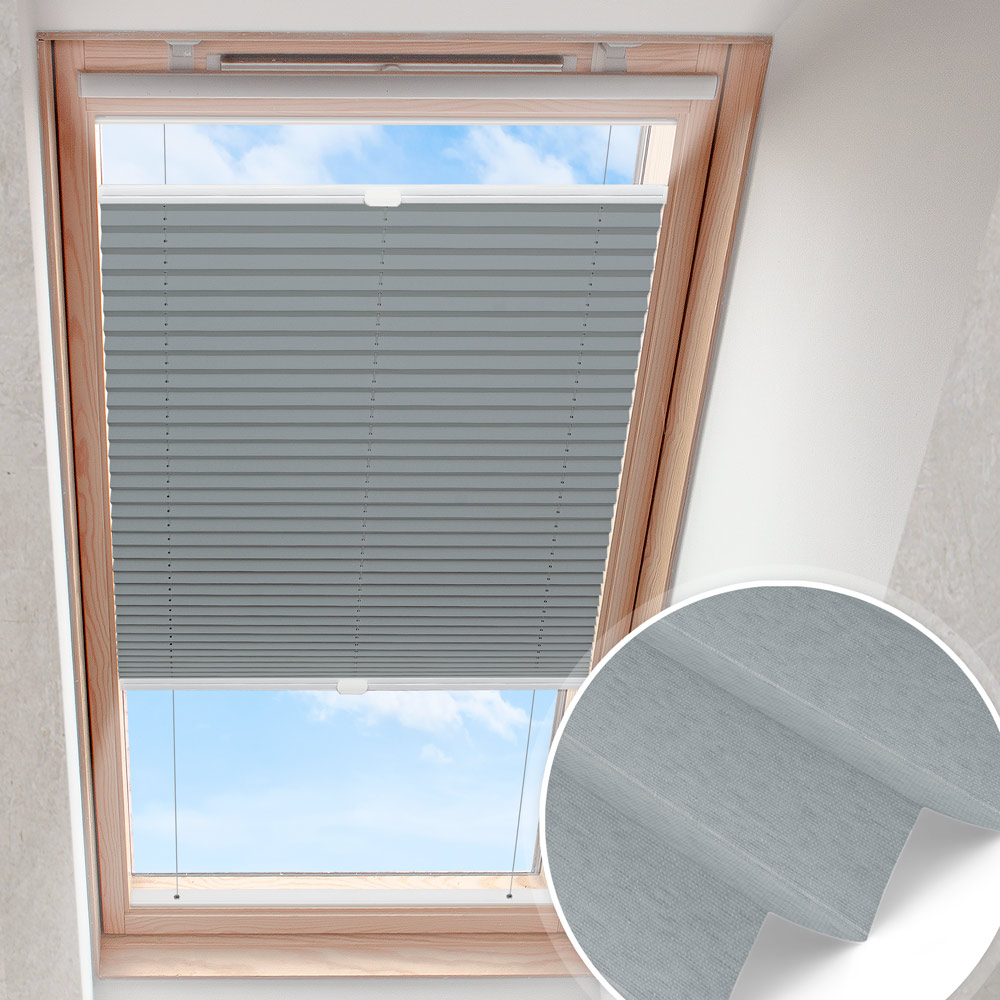 Dachfensterplissee Grau | verdunkelnd perlmutt