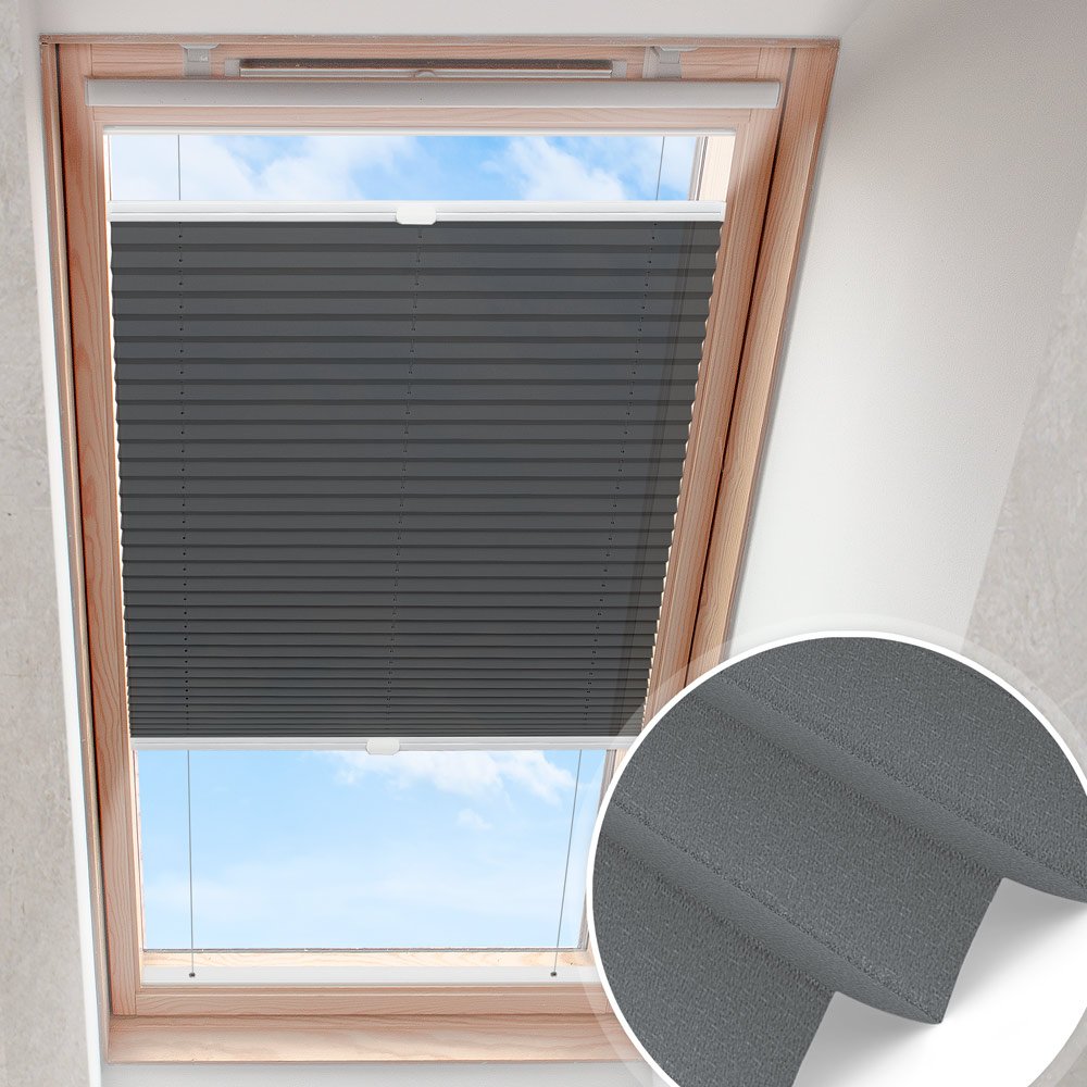 Dachfensterplissee Grau | verdunkelnd