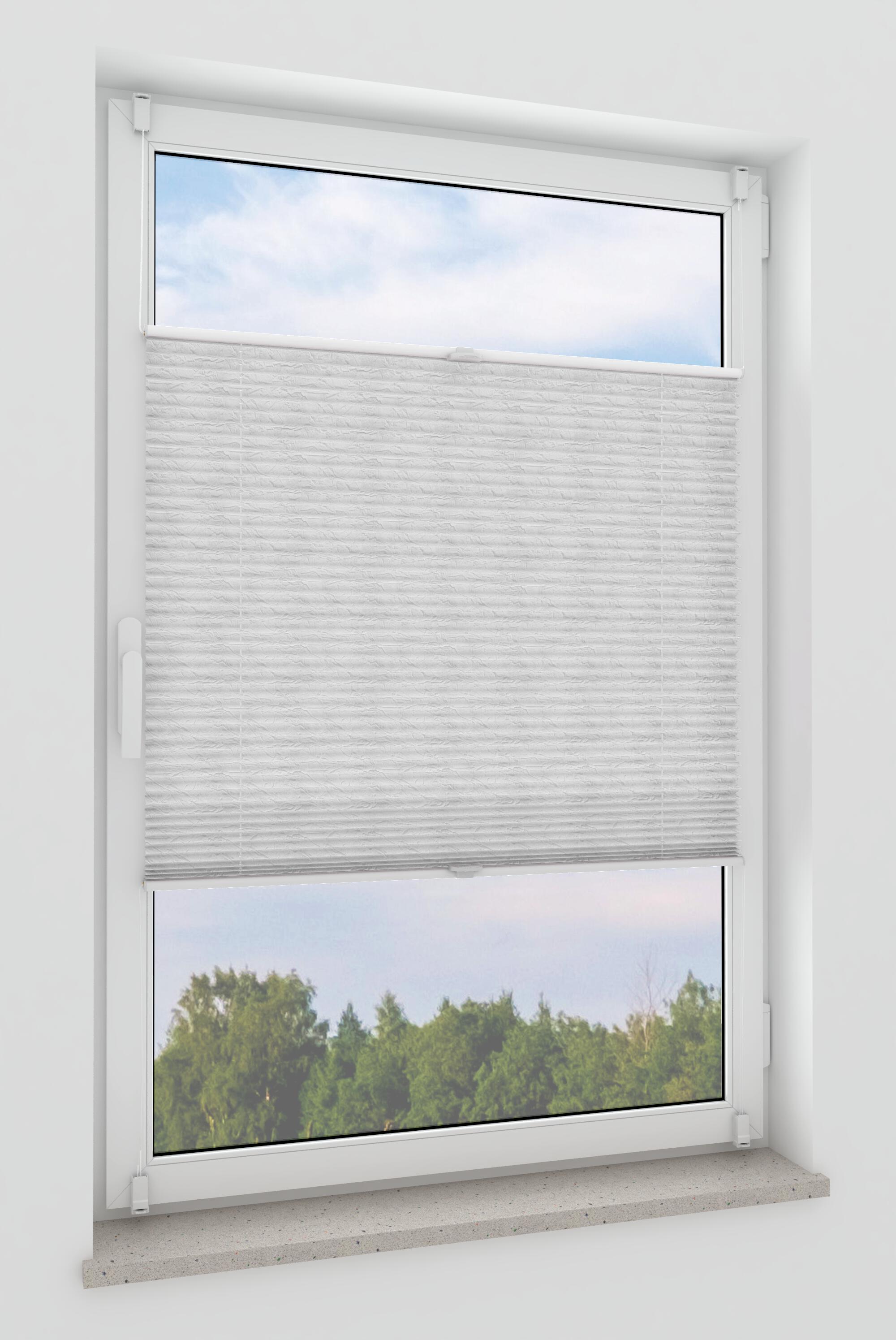 Plissees ohne Bohren Klemmfix Weiß (crash optik) in Standardgrößen